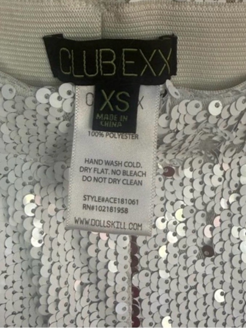 (NWOT) CLUB EXX White & Silver Sequin Flare Pants - High-Waist Bell Bottoms - Picture 3 of 3